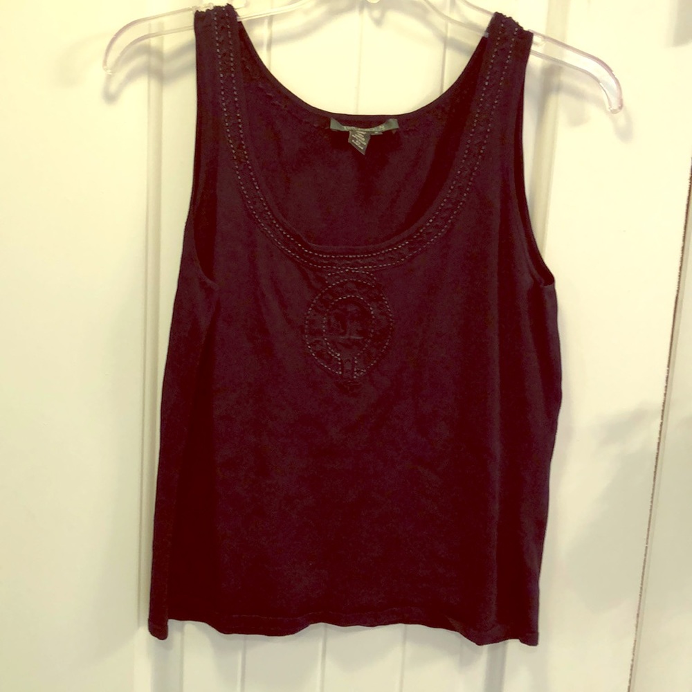 Lauren Navy beaded tank top